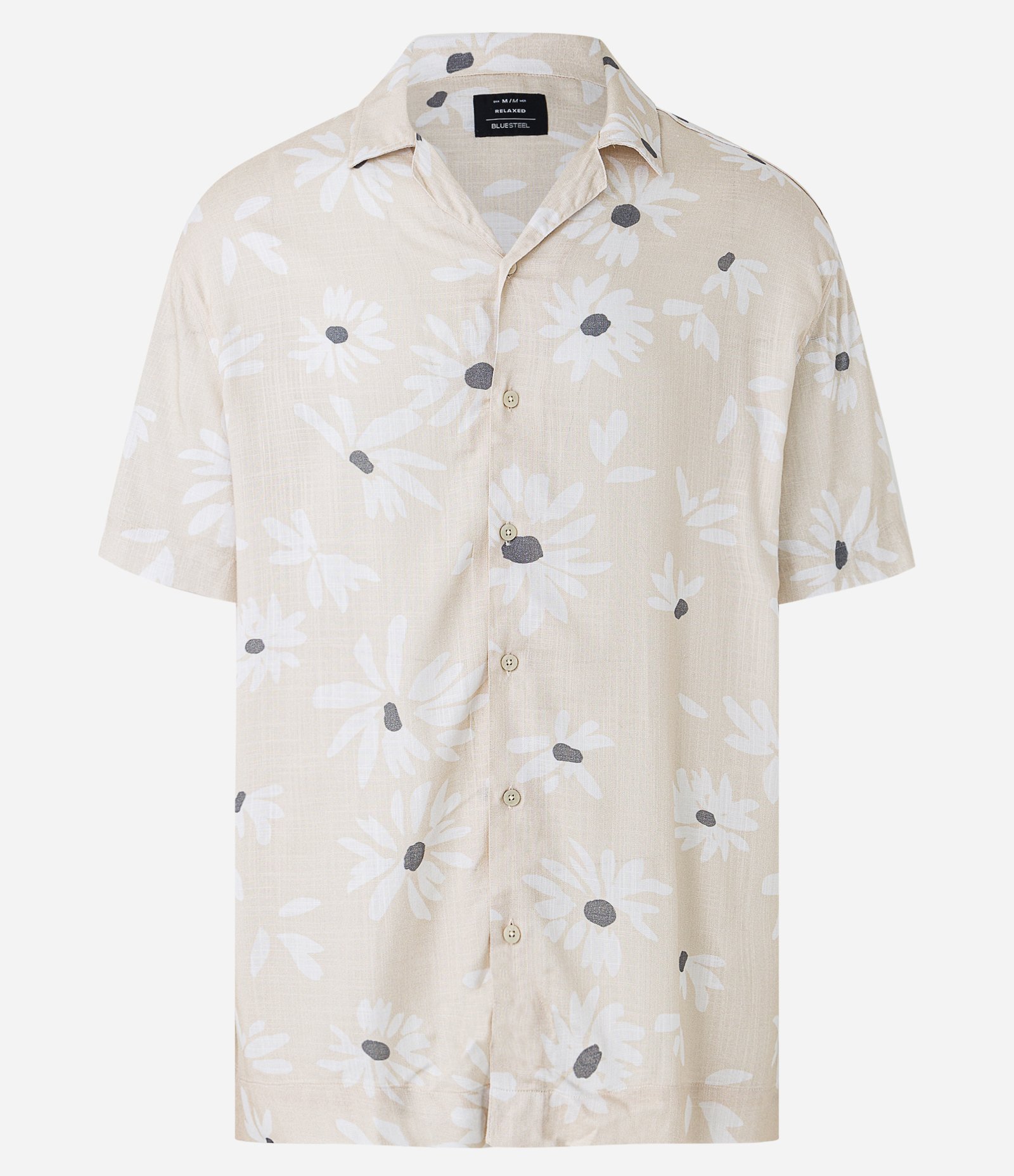 Camisa Relaxed em Ana Ruga com Textura e Estampa Floral Bege 1