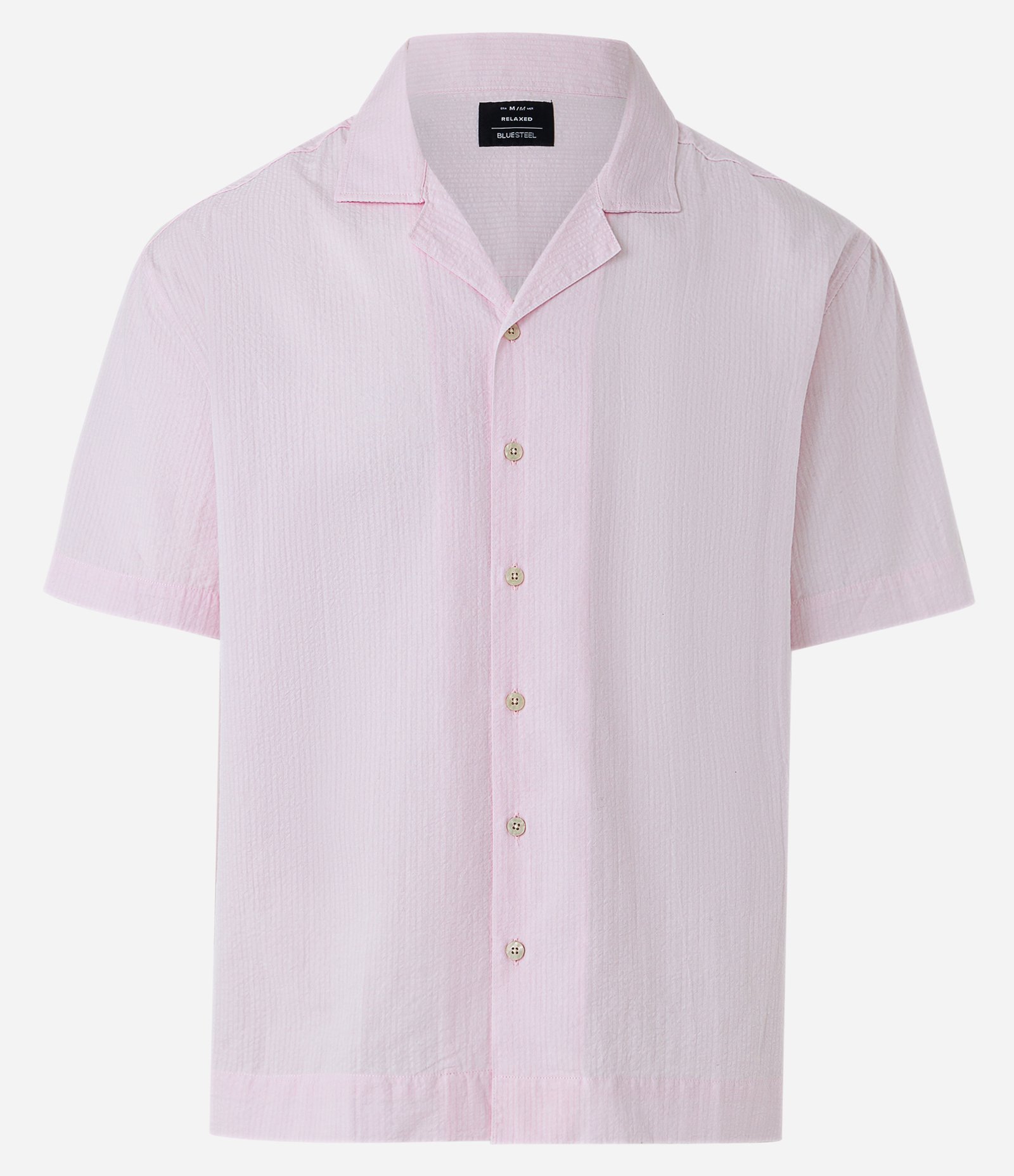 Camisa Relaxed em Ana Ruga com Textura e Cava Deslocada Rosa Claro 1
