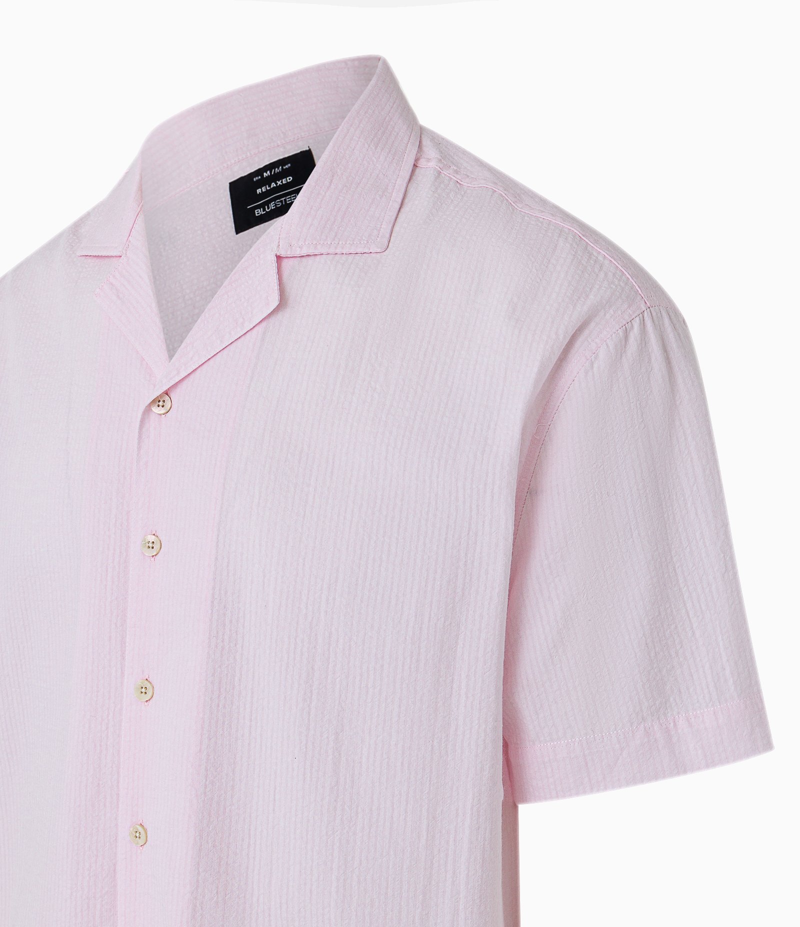 Camisa Relaxed em Ana Ruga com Textura e Cava Deslocada Rosa Claro 2