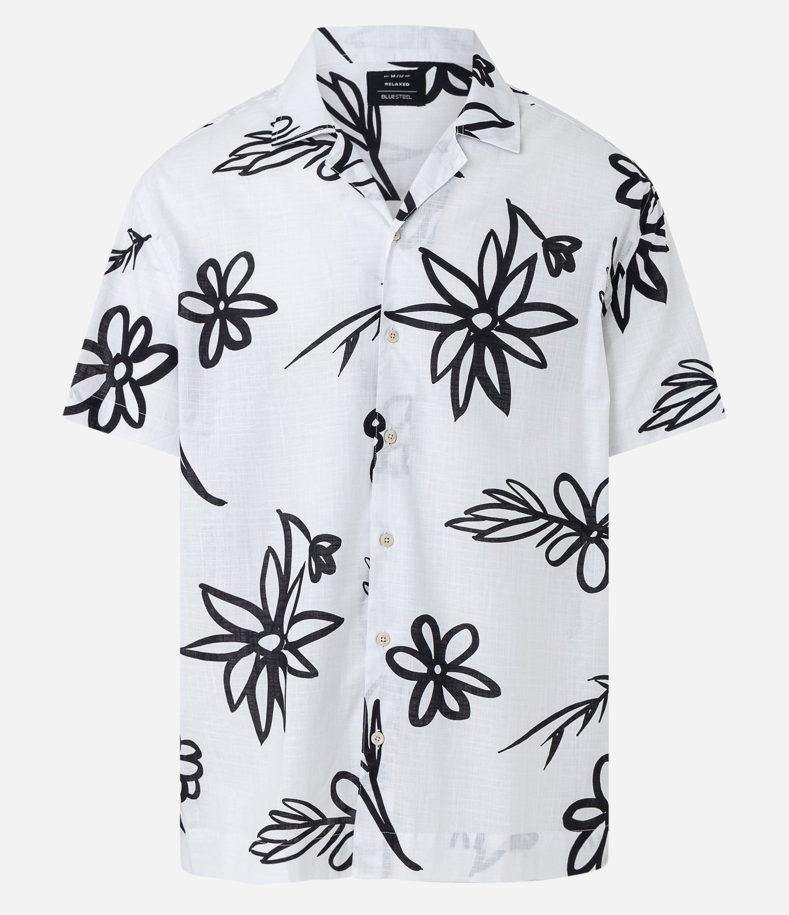 Camisa Relaxed em Viscolinho com Estampa Floral Off White 5