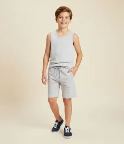 Bermuda de Banho Infantil com Etiqueta Emborrachada - Tam 5 a 14 anos