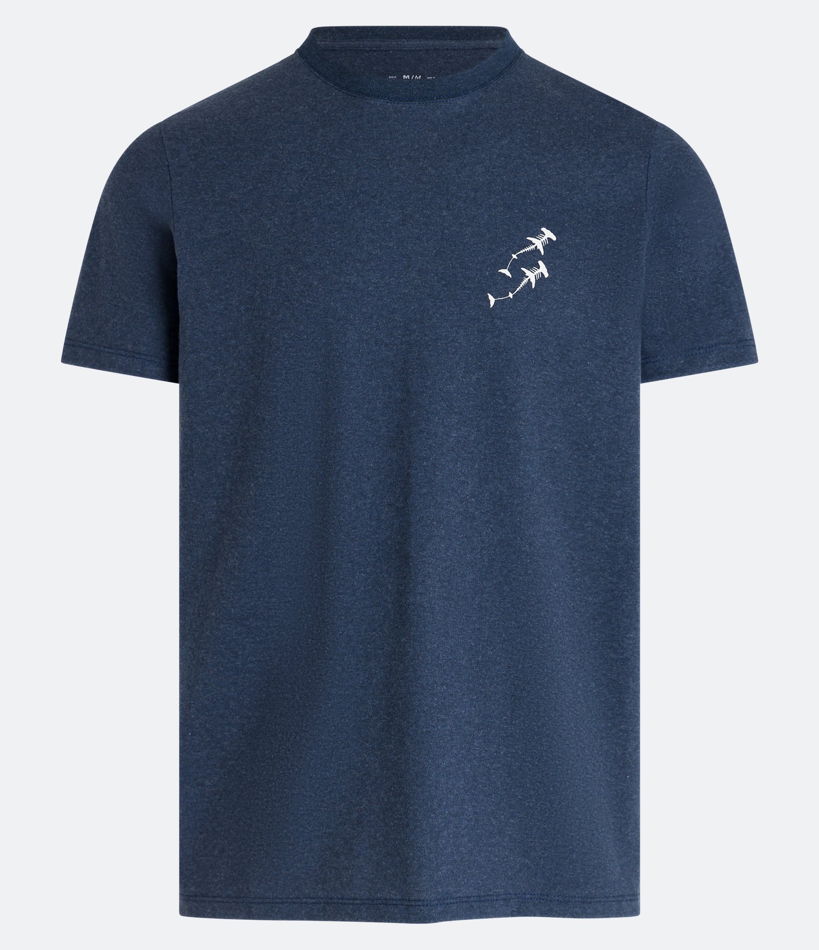 Camiseta Comfort em Meia Malha com Estampa Esqueleto de Tubarão Azul Escuro 6