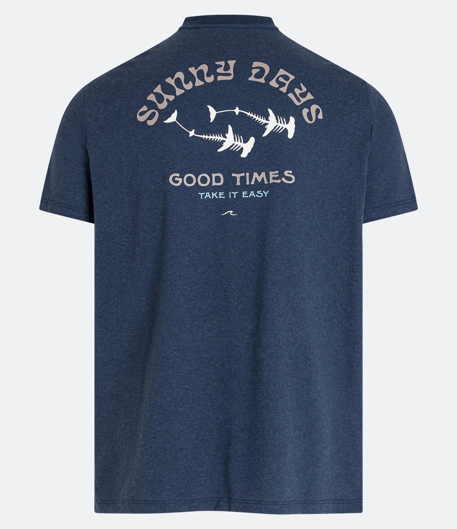 Camiseta Comfort em Meia Malha com Estampa Esqueleto de Tubarão Azul Escuro 7