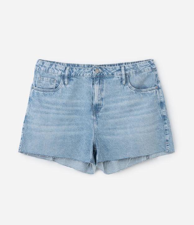 Short Mom Jeans com Recortes Deslocados nos Bolsos Traseiros Curve & Plus Size Azul 6