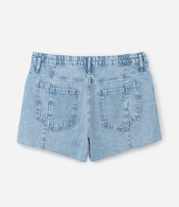Short Mom Jeans com Recortes Deslocados nos Bolsos Traseiros Curve & Plus Size Azul 7