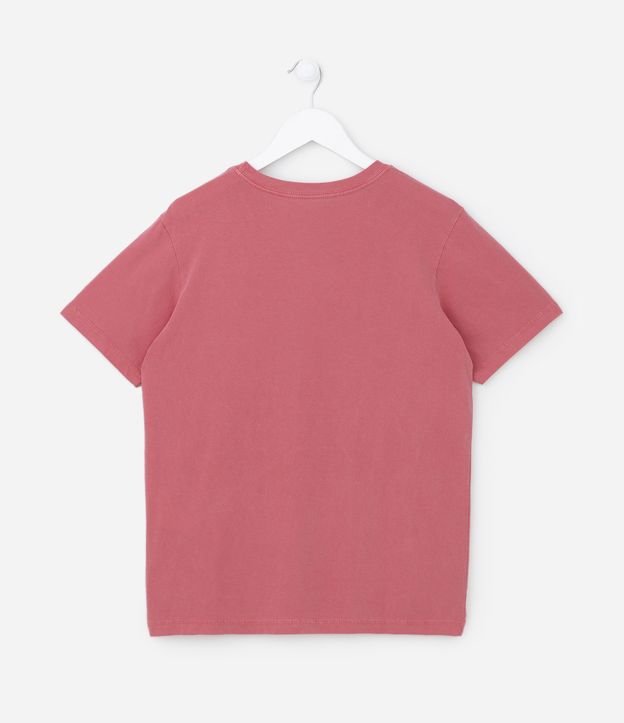 Camiseta Infantil com Bolsinho e Efeito Lavada - Tam 5 a 14 Anos Vermelho 2
