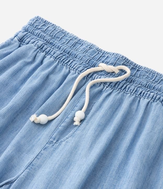 Calça Pantalona em Jeans com Cós Elástico e Amarração Curve & Plus Size Azul 7