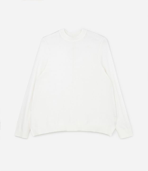 Blusa em Tricô com Gola Alta Curve & Plus Size Branco Neve 5