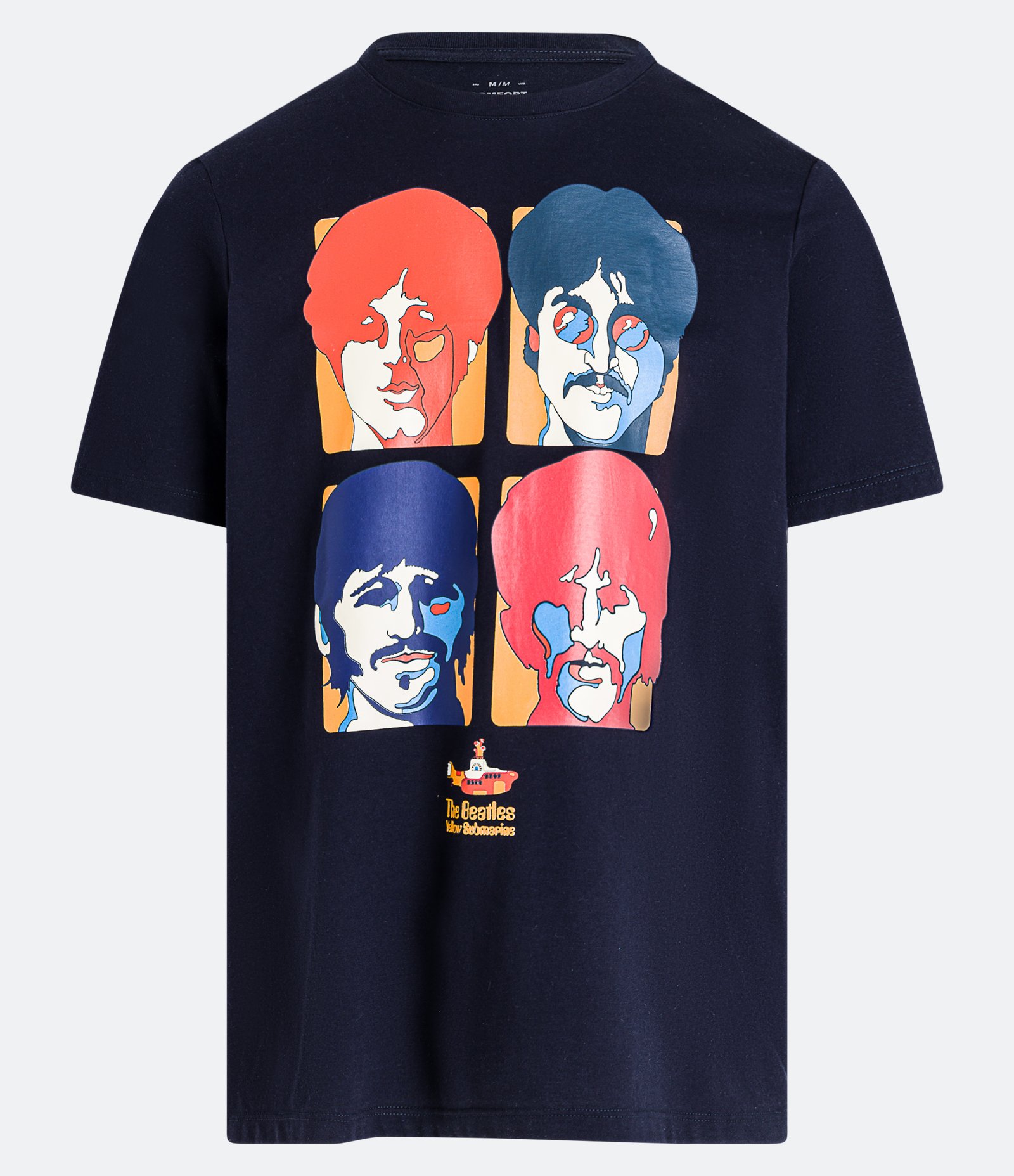 Camiseta Comfort em Meia Malha com Estampa Beatles Faces Azul Escuro 5