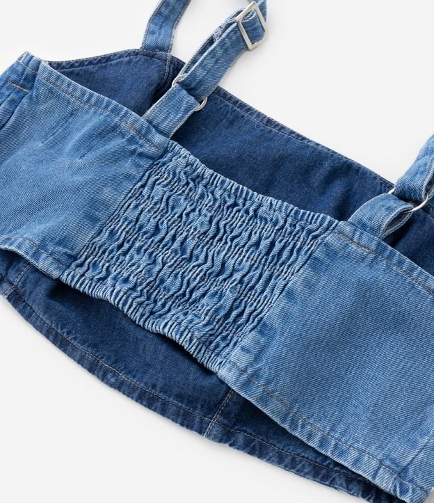 Top Jeans com Brilhos Aplicados e Lastex nas Costas Curve & Plus Size Azul 8