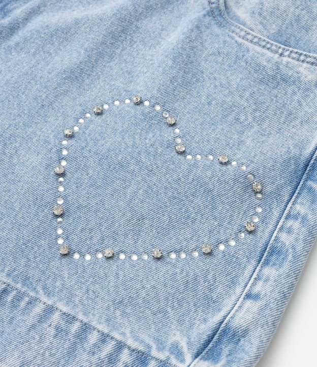 Short Evasê em Jeans com Corações de Strass Curve & Plus Siz Azul 9
