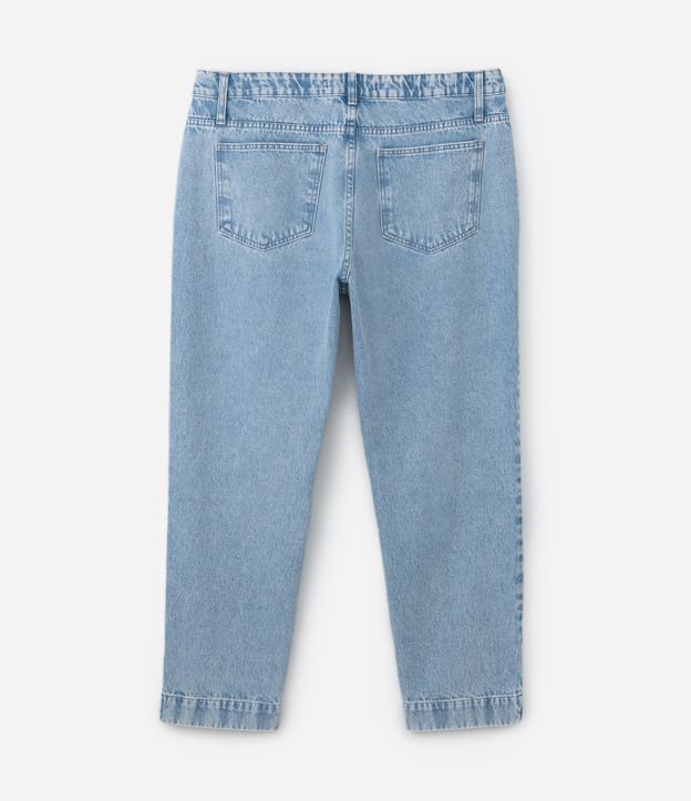 Calça Reta em Jeans com Corações de Strass Curve & Plus Size Azul 7