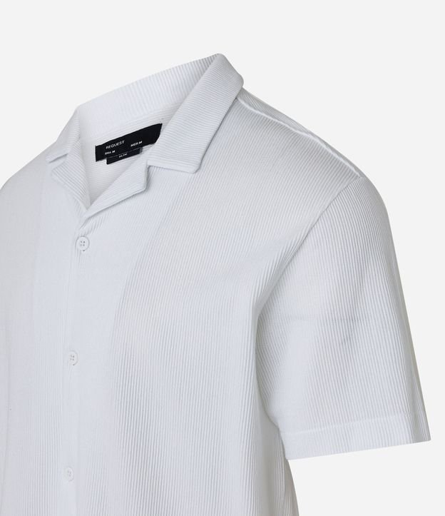 Camisa Slim em Meia Malha com Textura Canelada Off White 8