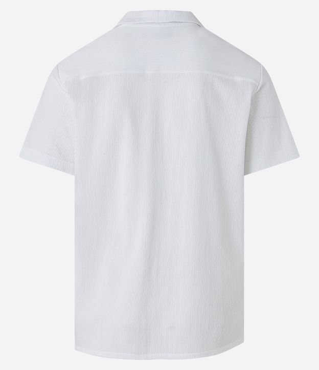 Camisa Slim em Meia Malha com Textura Canelada Off White 9