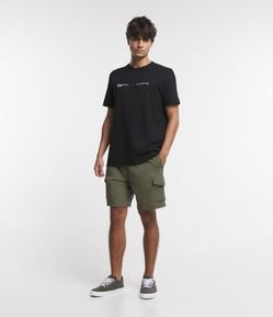 Bermuda em Ripstop com Cós Elástico e Bolso Cargo