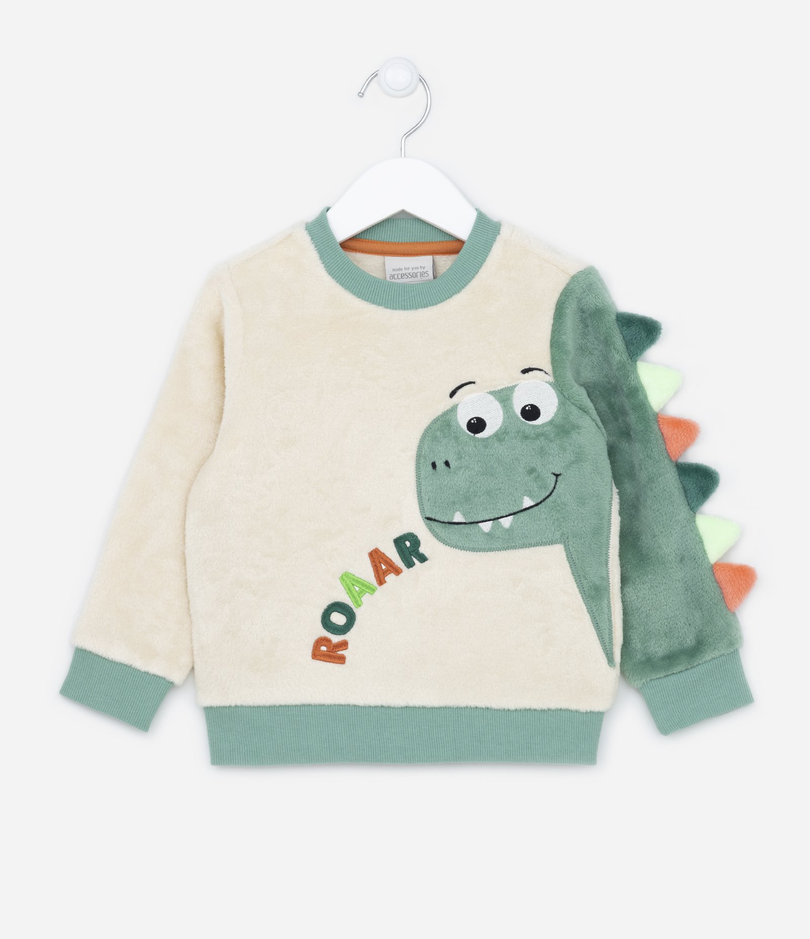 Pijama Infantil em Fleece com Bordado de Dino com Cristas 3D - Tam 1 a 4 anos Verde 2