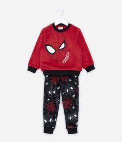 Pijama Infantil Longo em Fleece Estampa Homem Aranha - Tam 2 a 10 anos