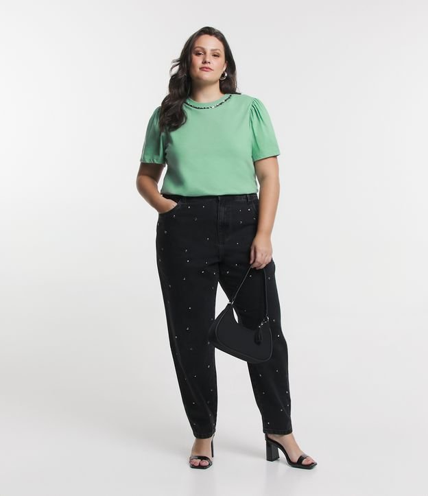 Calça Mom em Jeans com Bolsos Curve & Plus Size Preto 1