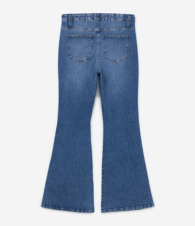 Calça Flare Jeans com Corrente Ônix no Cós e Cintura Média Curve & Plus Size Azul 6