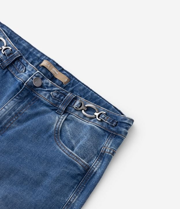 Calça Flare Jeans com Corrente Ônix no Cós e Cintura Média Curve & Plus Size Azul 8