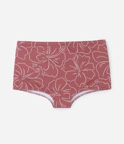 Sunga Boxer em Microfibra com Cordão e Estampa de Hibiscos