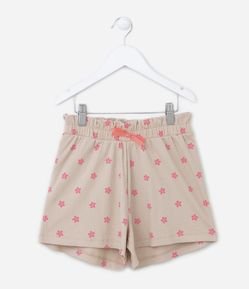 Short Clochard Infantil Canelado com Estampa de Florzinhas - Tam 5 a 14 anos