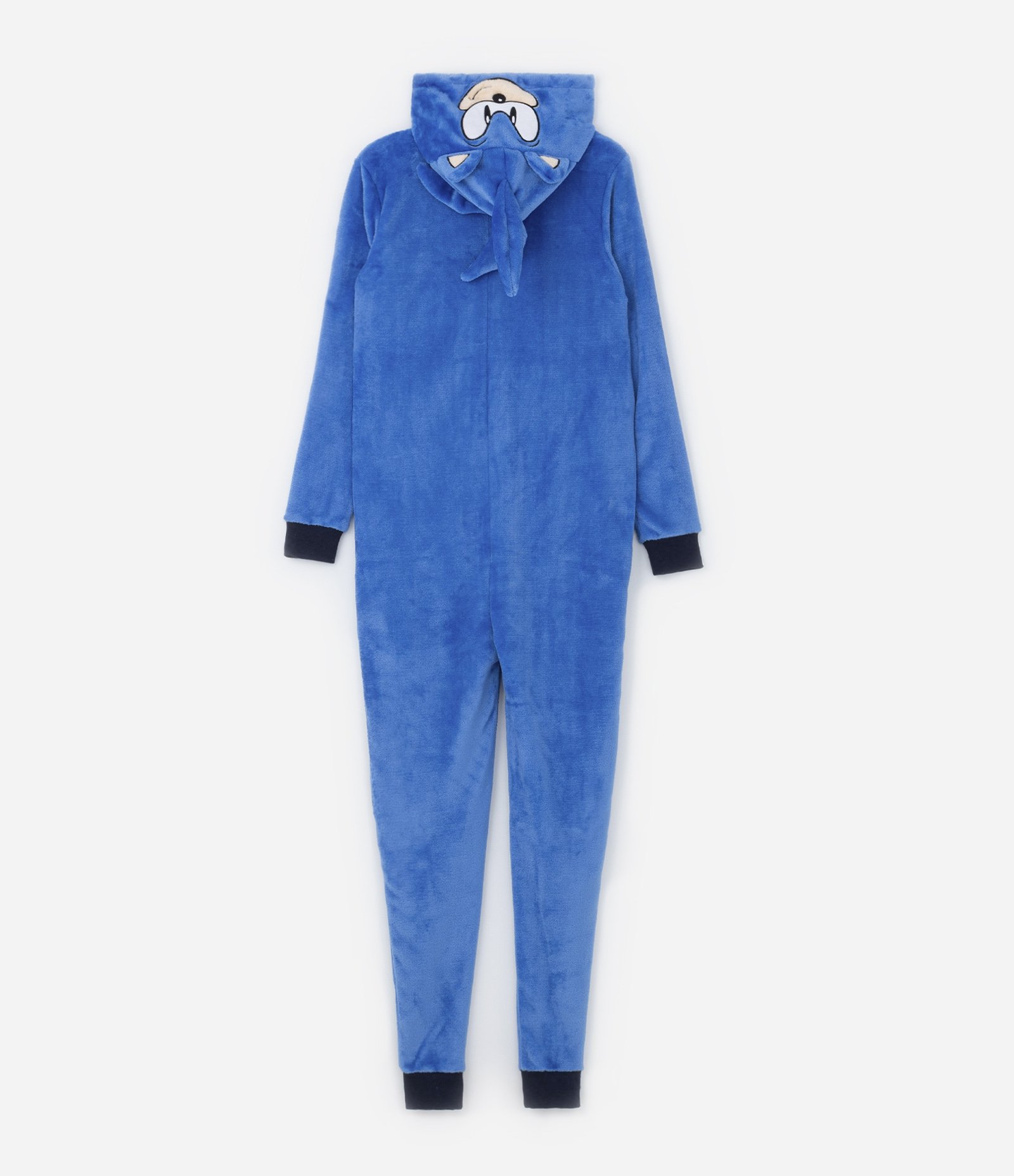 Pijama Jumper Infantil em Fleece com Bordado Sonic - Tam 4 a 12 Anos Azul 3