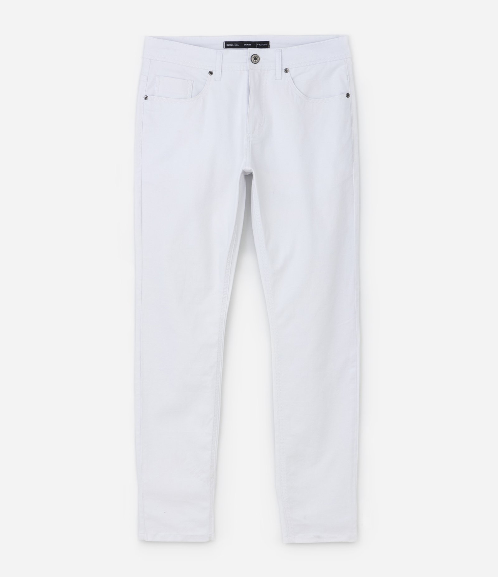 Calça Skinny Básica em Sarja com Elastano e Bolsos Branco 5