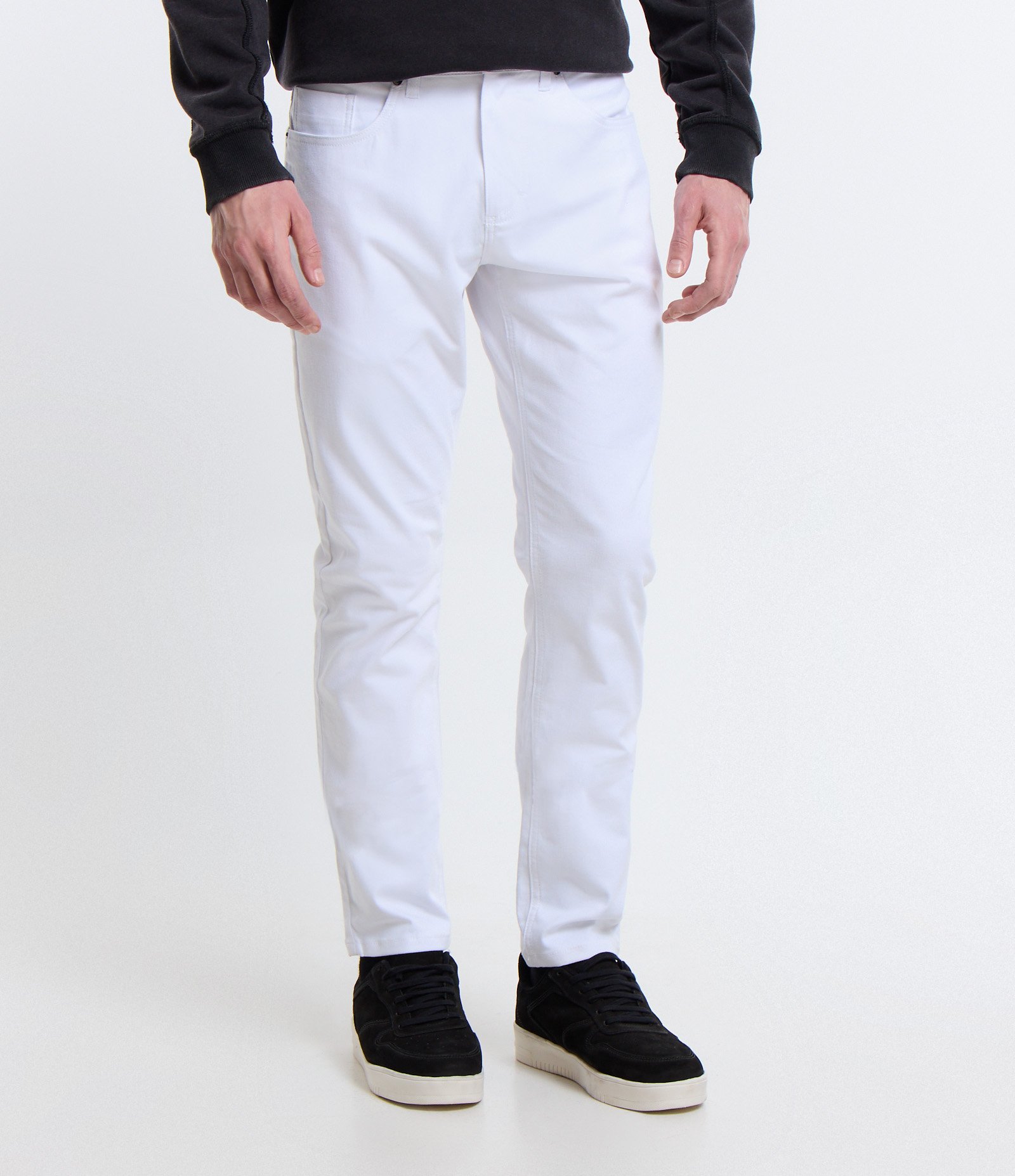 Calça Skinny Básica em Sarja com Elastano e Bolsos Branco 2