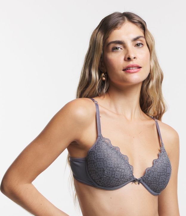 Sutiã Base em Poliamida com Bojo Oco e Textura Rendada