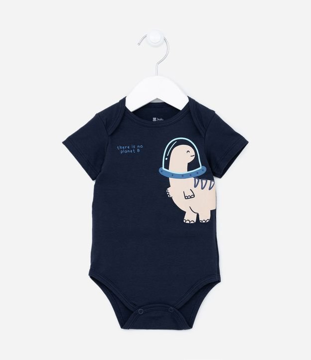 Body Infantil em Algodão com Estampa do Dino Astronauta - Tam 0 a 18 meses