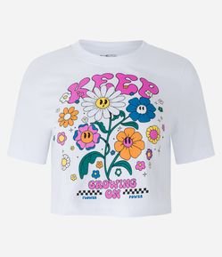 Blusa T-shirt em Meia Malha com Estampa Floral Keep Growing On