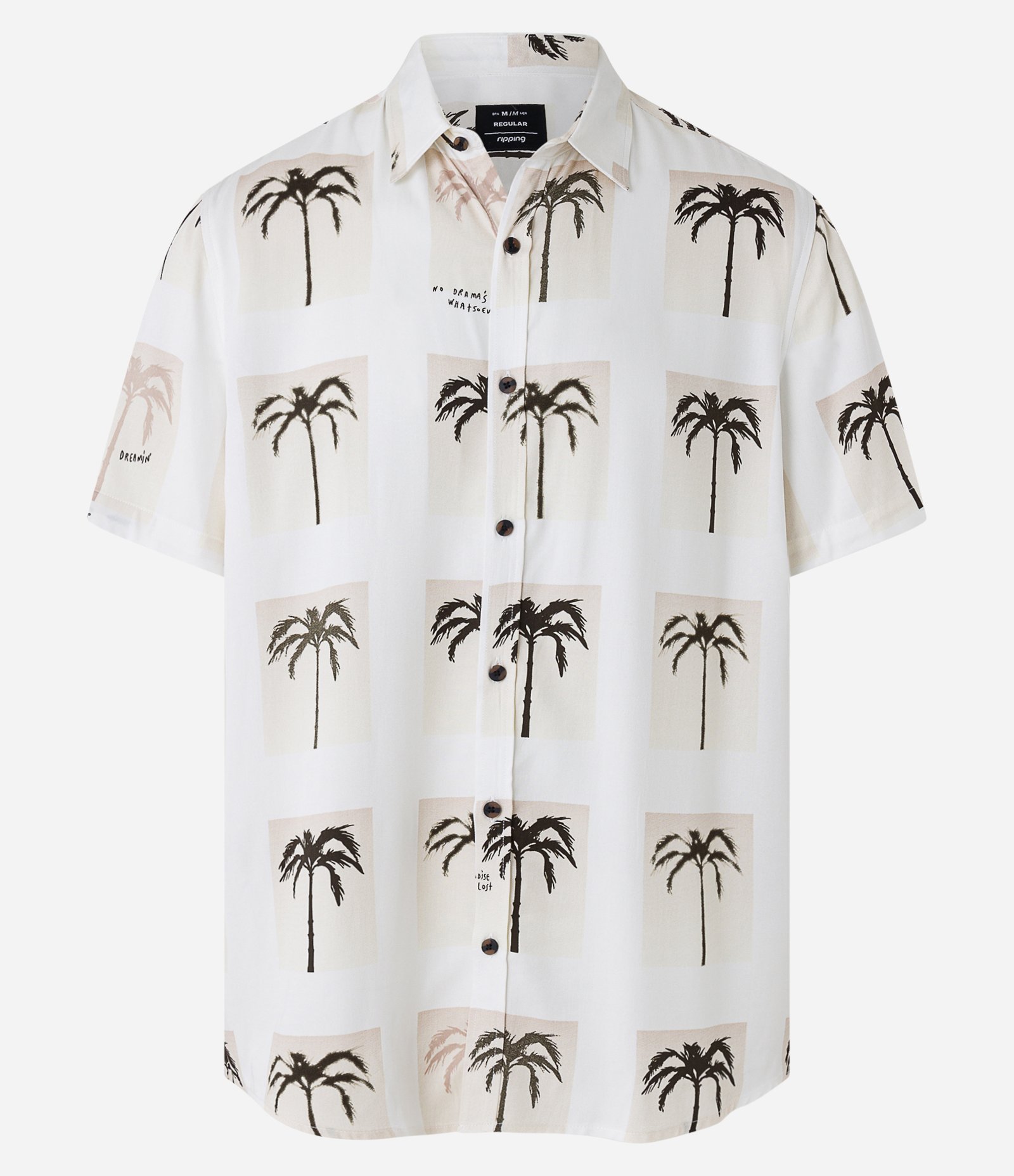 Camisa Manga Curta em Viscose com Estampa de Coqueiros Branco 1