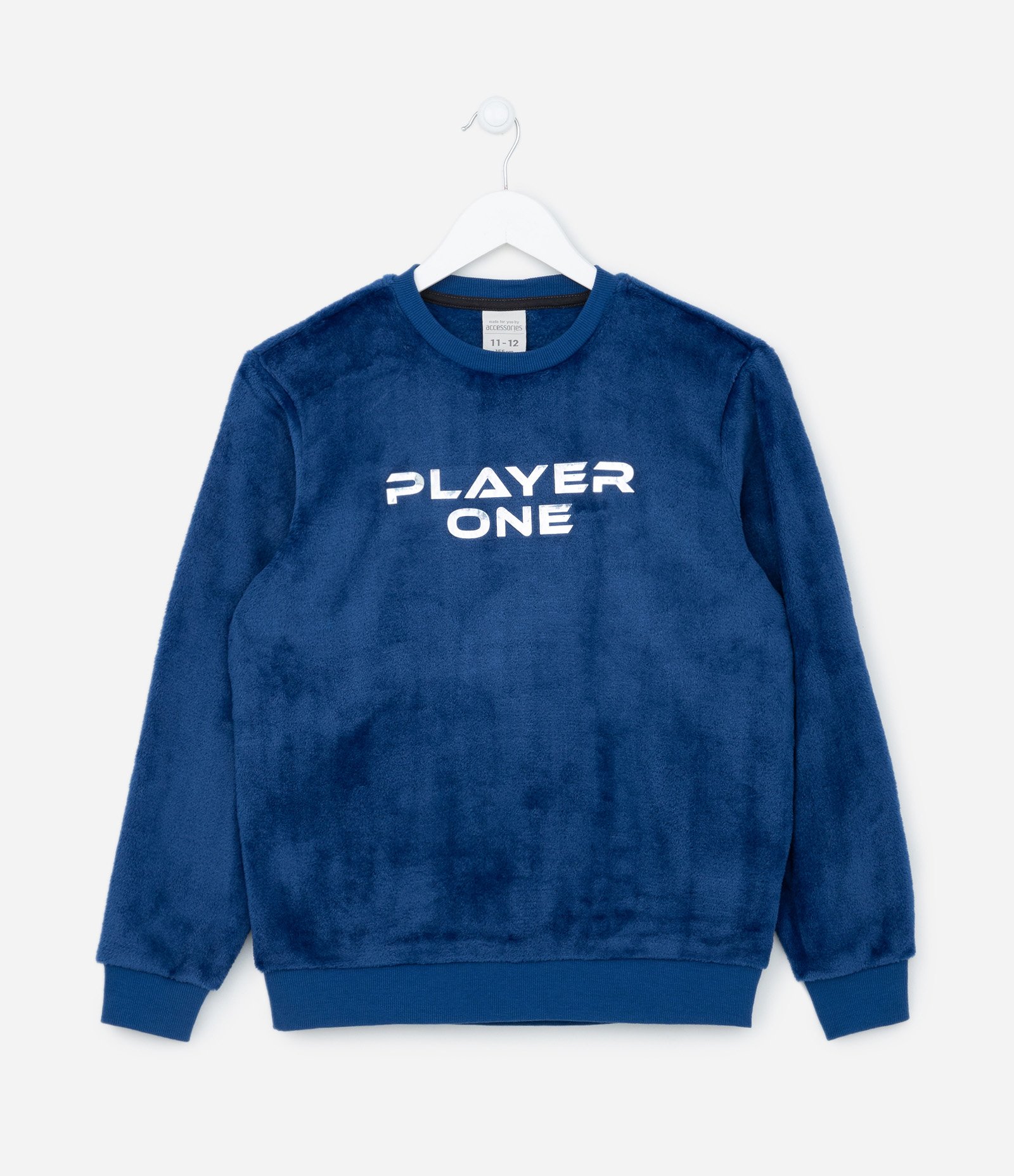 Pijama Infantil Longo em Fleece Estampa Player One - Tam 5 ao 14 anos Azul 2