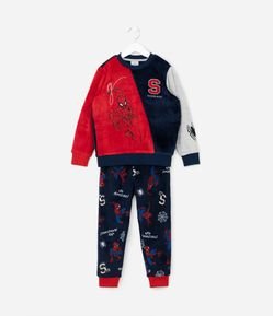 Pijama Infantil em Fleece com Bordado do Homem Aranha - Tam 3 a 10 anos