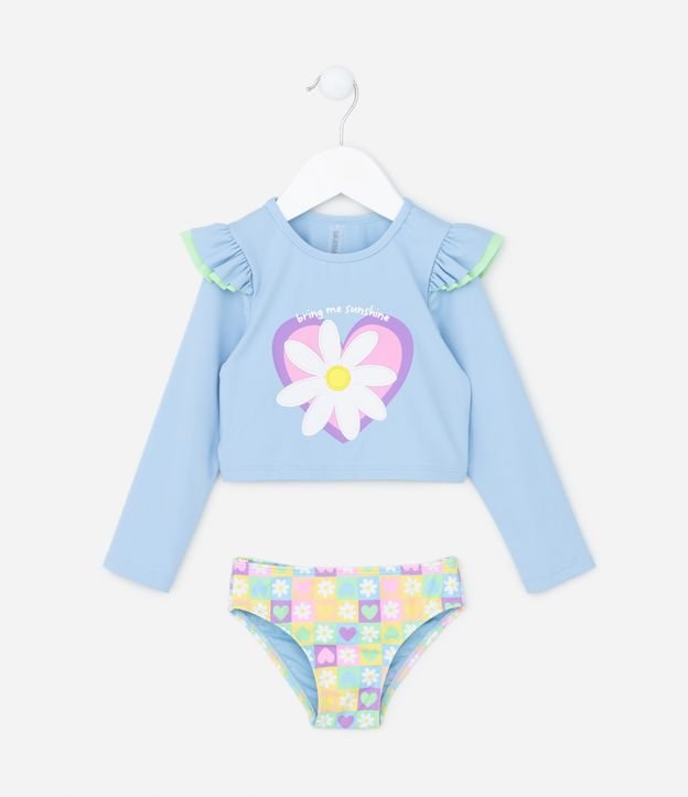 Conjunto Infantil com Proteção UV e Calcinha de Biquíni - Tam 1 a 8 anos