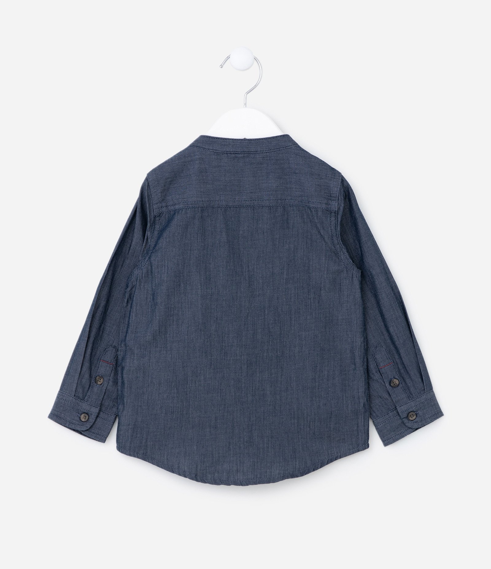 Camisa Básica Infantil em Tricoline com Gola Padre - Tam 1 a 4 anos Azul Escuro 2