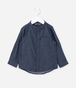 Camisa Básica Infantil em Tricoline com Gola Padre - Tam 1 a 4 anos