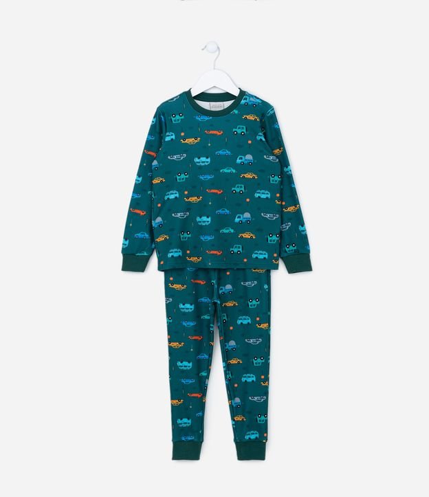 Pijama Infantil Quentinho com Toque Suave e Estampa de Carrinhos - Tam 2 a 8 anos