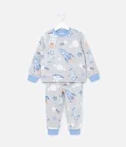 Pijama Infantil em Fleece Estampa Planetinhas Brilha no Escuro - Tam 2 a 10 anos