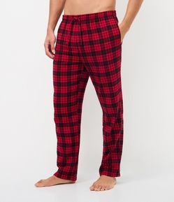 Calça de Pijama em Flanela Xadrez com Cordão no Cós
