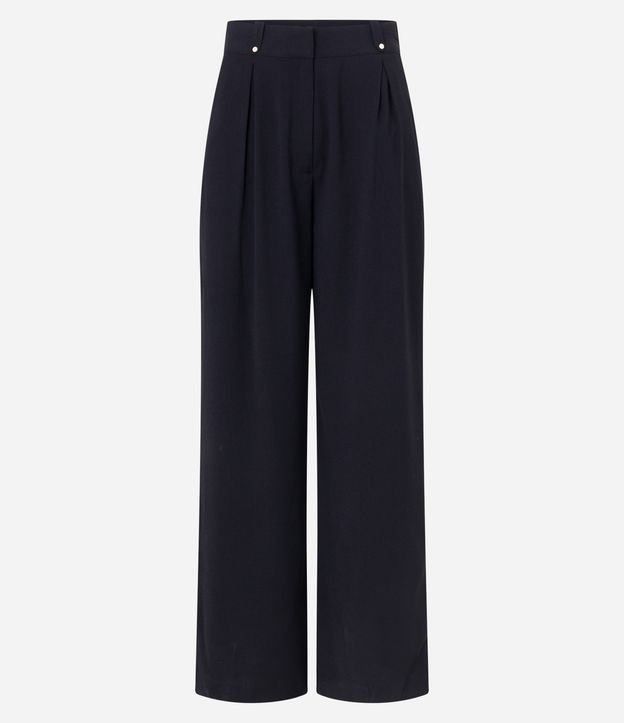 Calça Wide Leg Alfaiatada com Pregas e Detalhe no Passante