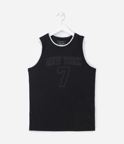 Camiseta Regata Infantil com Estampa de Basquete - Tam 5 a 14 anos