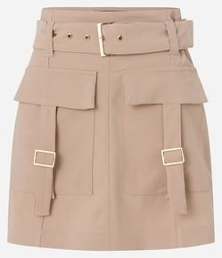 Saia Curta em Alfaiataria com Bolsos Cargo e Cinto