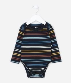 Body Infantil em Algodão Estampa Listras Coloridas - Tam RN a 18 meses