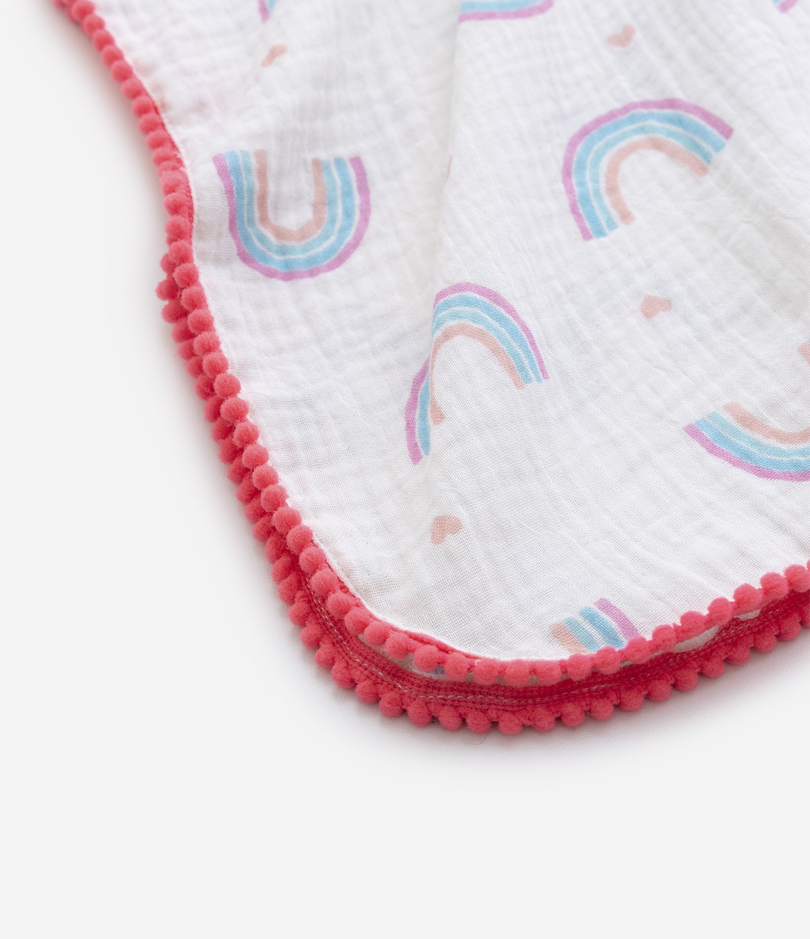 Saída de Praia Infantil com Estampa de Arco-íris e Mini Pompom - Tam P ao G Off White 3