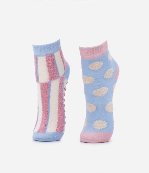 Kit 02 Meias Infantil em Chenille com Estampa Geométrica - Tam 19 ao 34