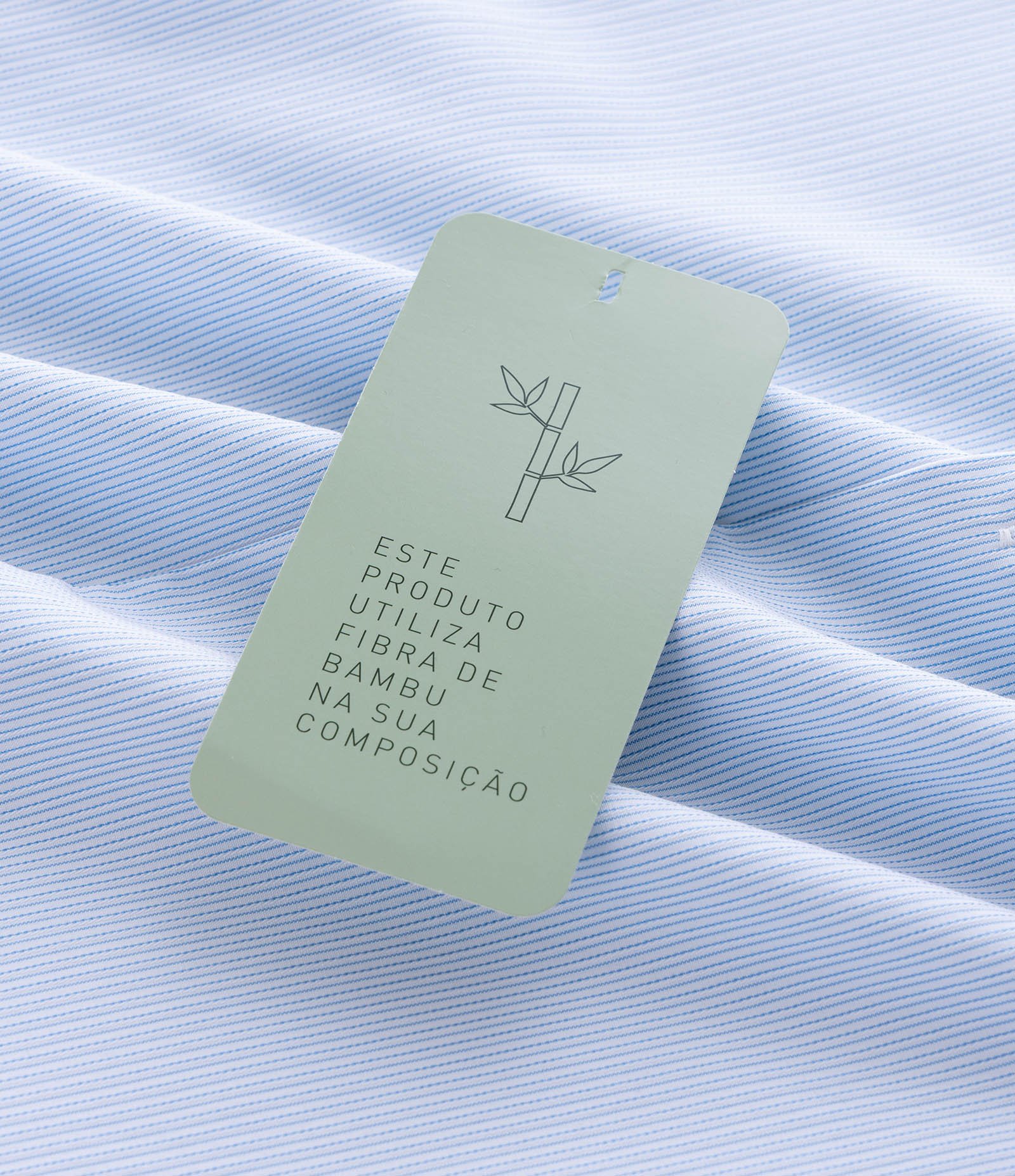 Camisa com Fibra de Bambu Maquinetada com Listras Azul 9