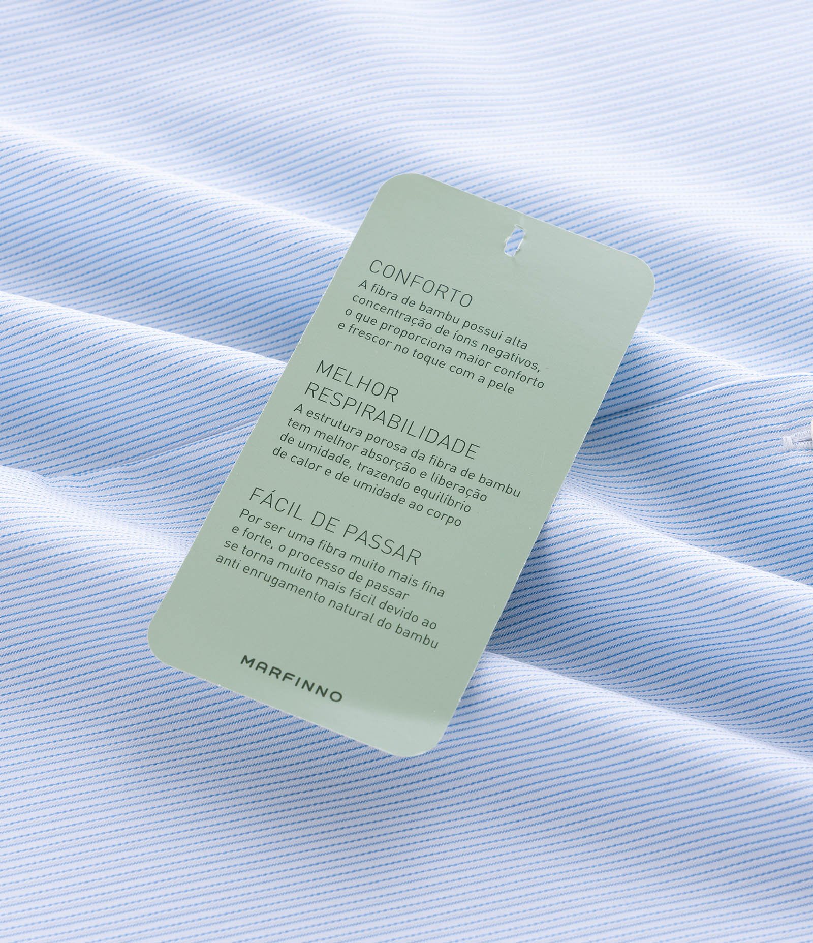 Camisa com Fibra de Bambu Maquinetada com Listras Azul 10