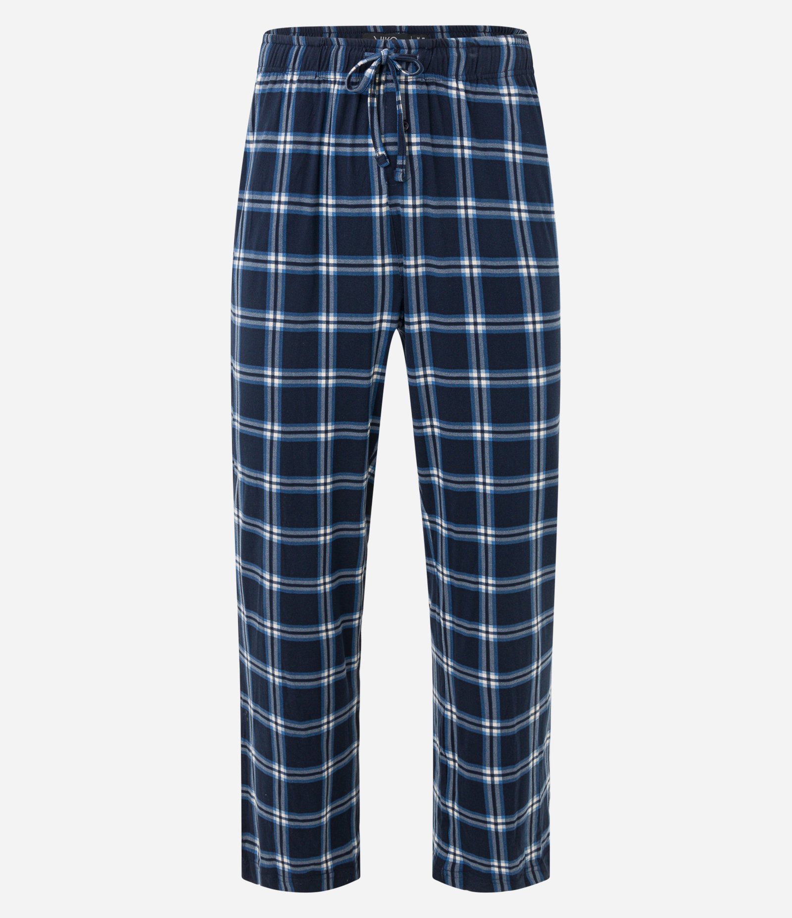 Pijama Longo com Bolso no Peito e Calça Estampa Xadrez Azul 9